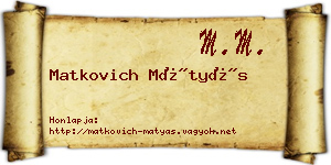 Matkovich Mátyás névjegykártya
