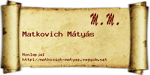Matkovich Mátyás névjegykártya